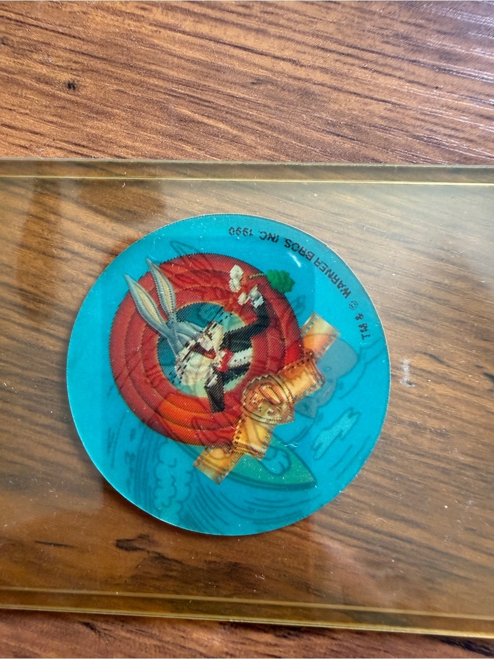 Warner Bros. Bugs Bunny Holographic Round Collectible - Teal & Red Accents 1990